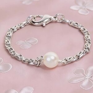 Baby, Newborn Silver Single Faux Pearl Bracelet